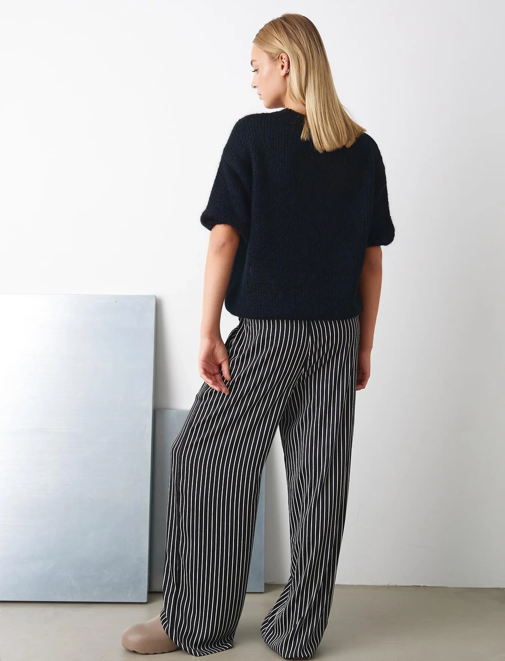 Noella - Samira Pants - vida byxor - taya black stripe - 4