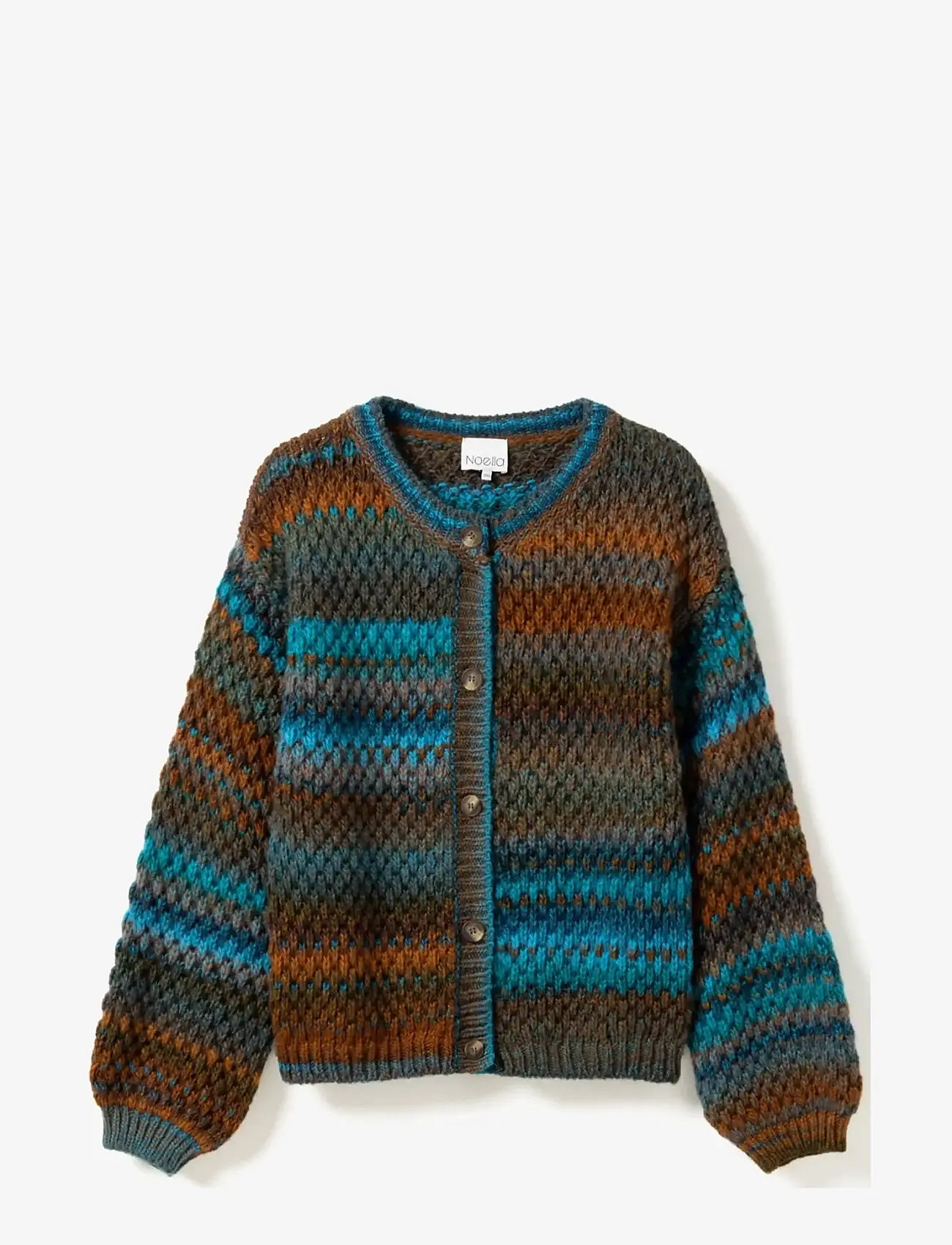Noella - Kae Knit Cardigan - cardigans - turqouise brown mix - 0