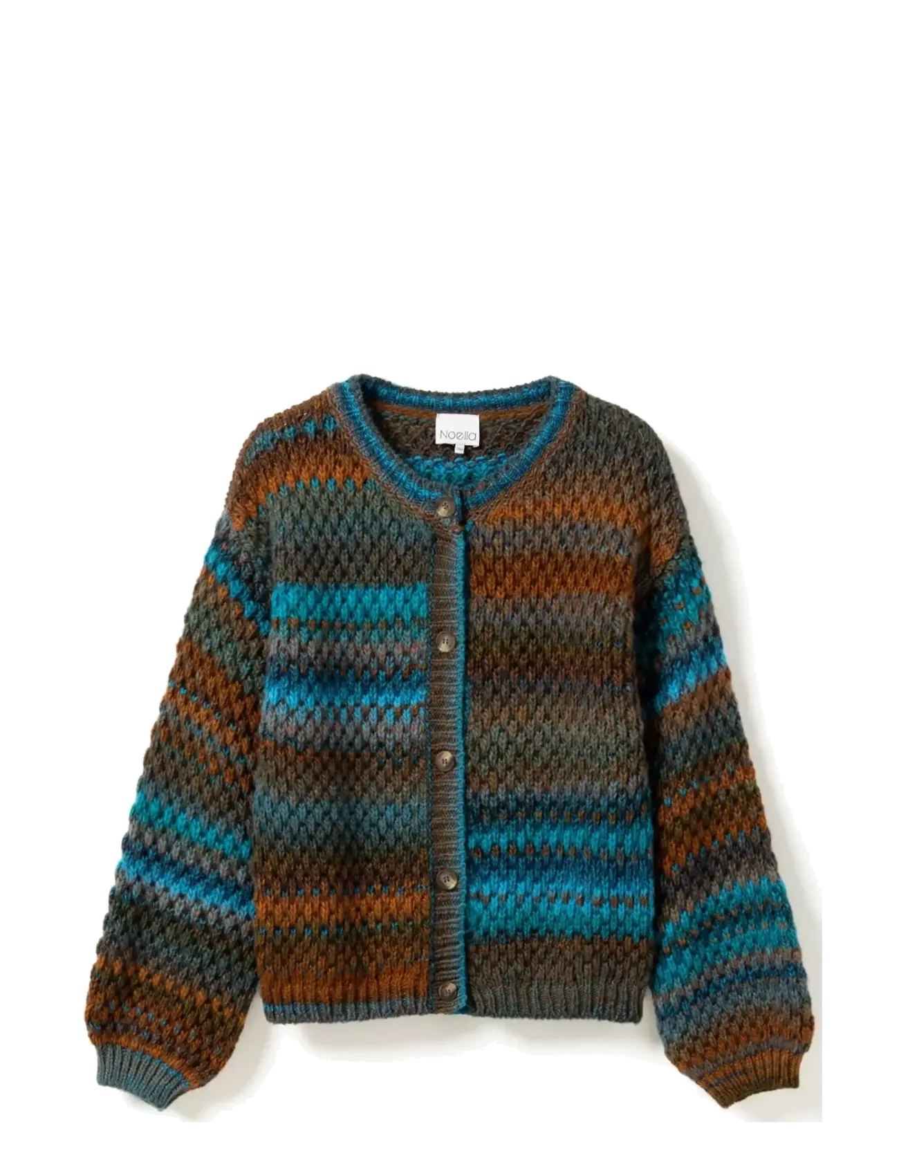 Noella Kae Knit Cardigan - Tøj - TURQOUISE BROWN MIX / multi