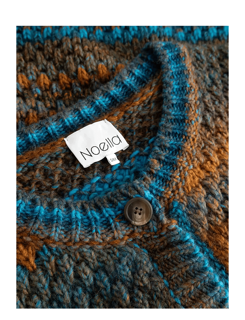 Noella - Kae Knit Cardigan - cardigans - turqouise brown mix - 2