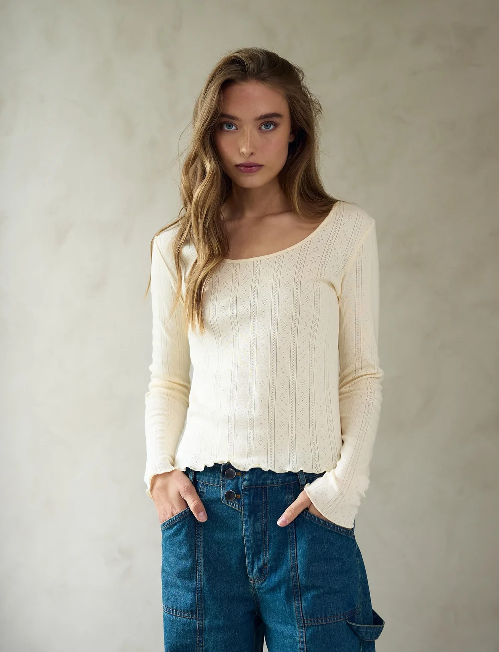 Noella - Karmia Top - långärmade toppar - ivory - 0