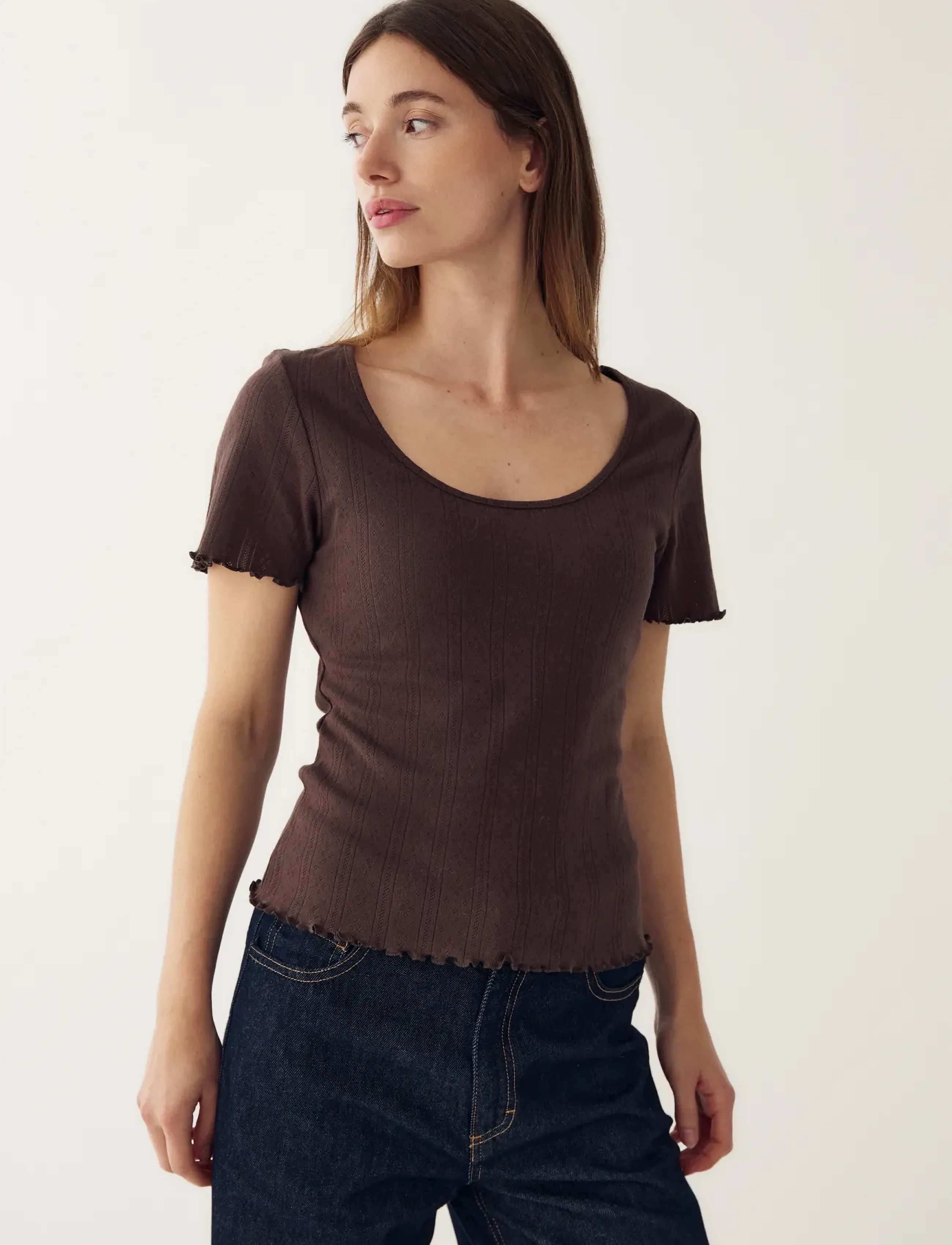 Noella Julietta Top, L, Brown, T-Shirts & Toppe > Kortærmede, Dame
