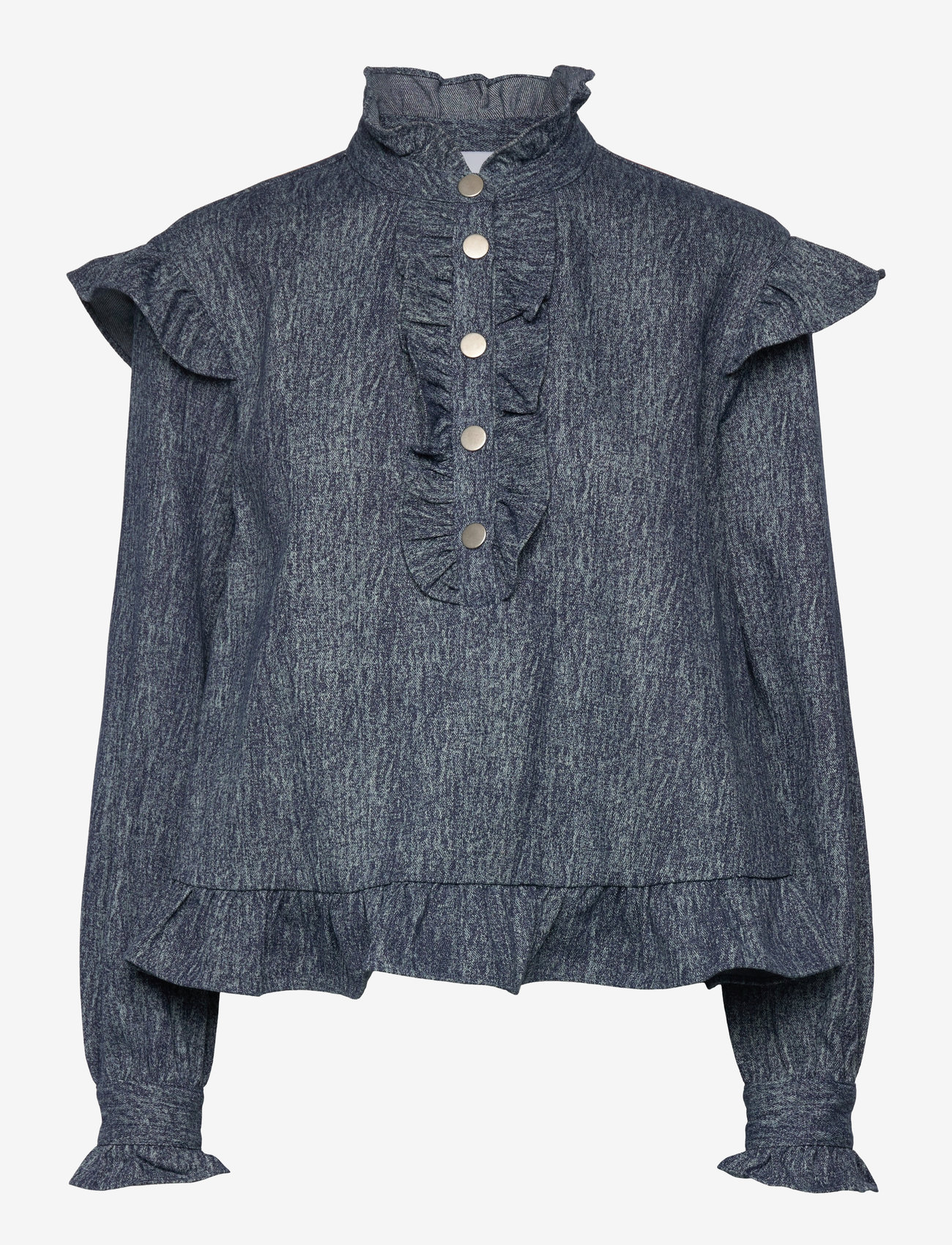 Noella - Reno Ruby Ruffle Blouse - blue snow wash - 0