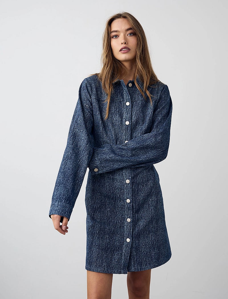 Noella - Benita Ls Dress - skjortekjoler - blue snow wash - 0