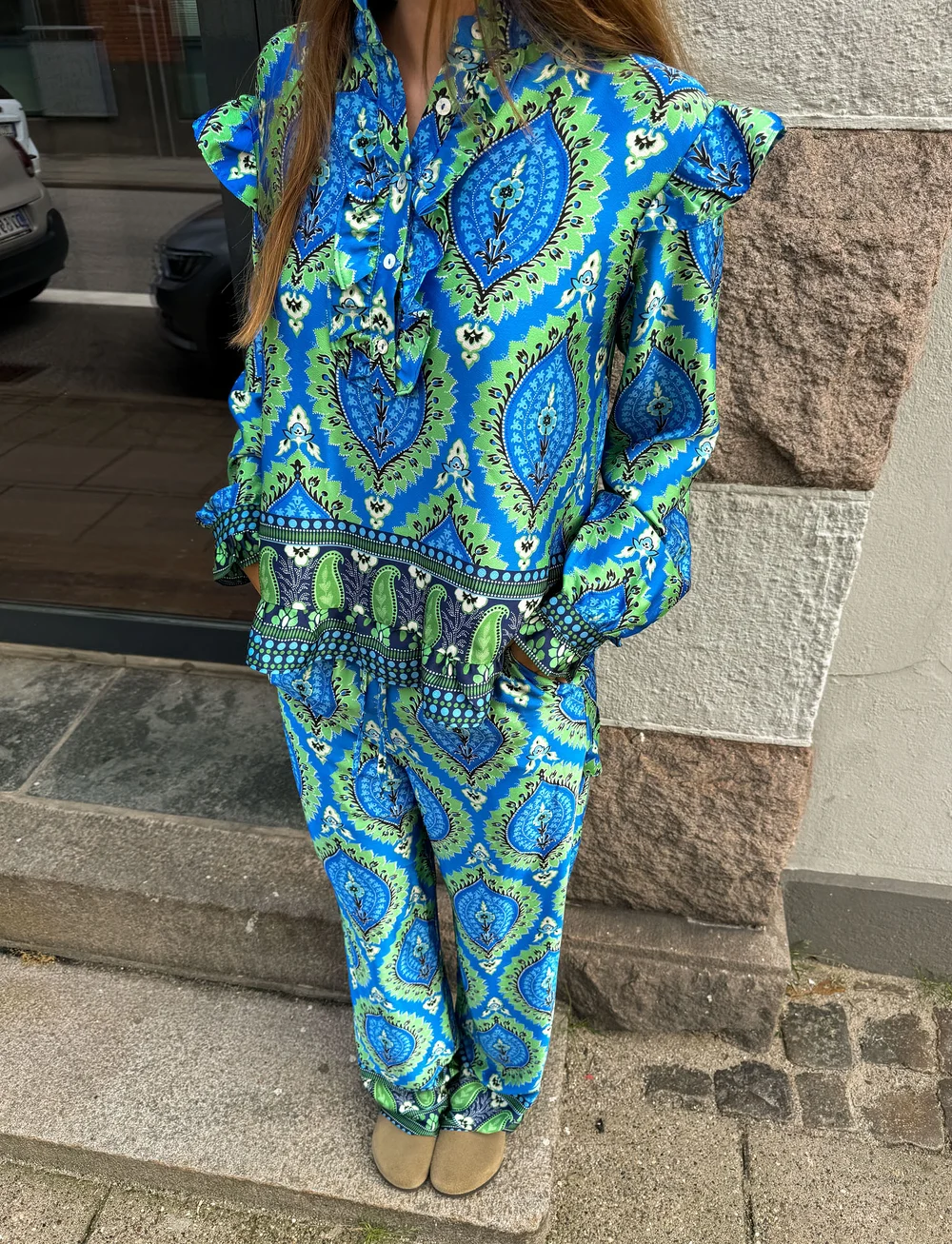 Noella - Sally Pants - vida byxor - trisha blue print - 0