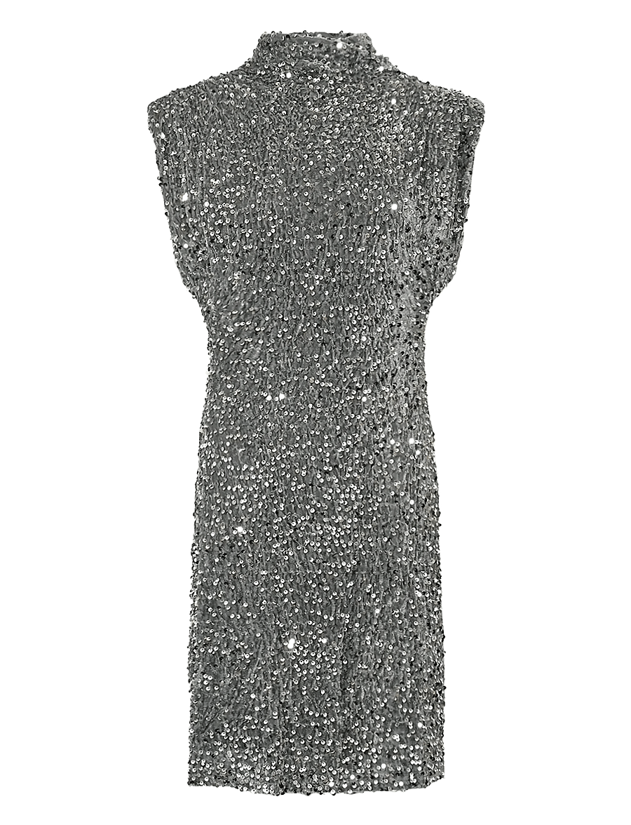 Noella - Kali Dress - pailletkjoler - asphalt silver grey - 1