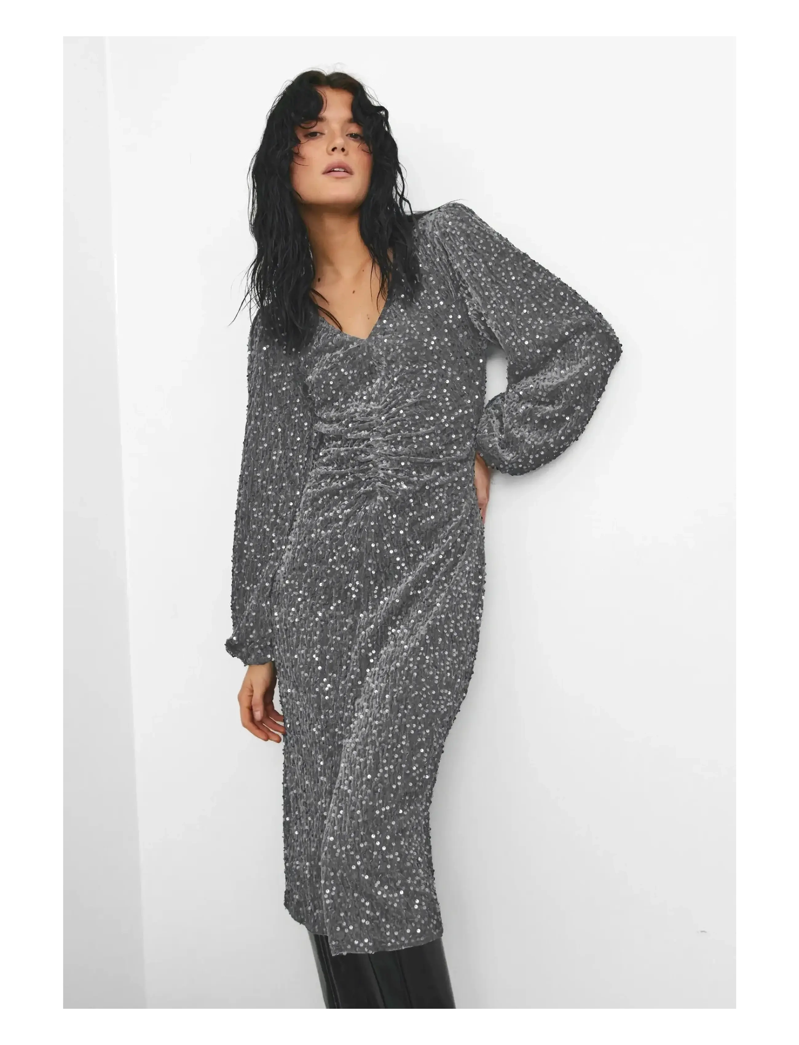 Noella Teagan LG Dress - Sequin Dresses - ASPHALT SILVER GREY / grey