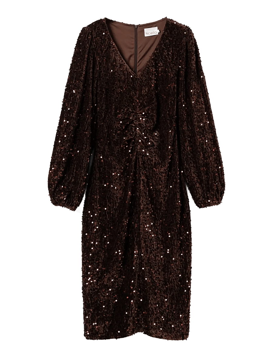 Noella - Teagan LG Dress - sequin dresses - chocolate brown - 1