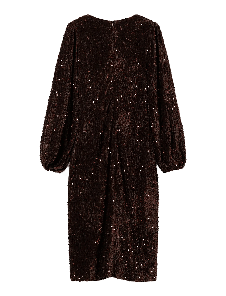 Noella - Teagan LG Dress - sequin dresses - chocolate brown - 2