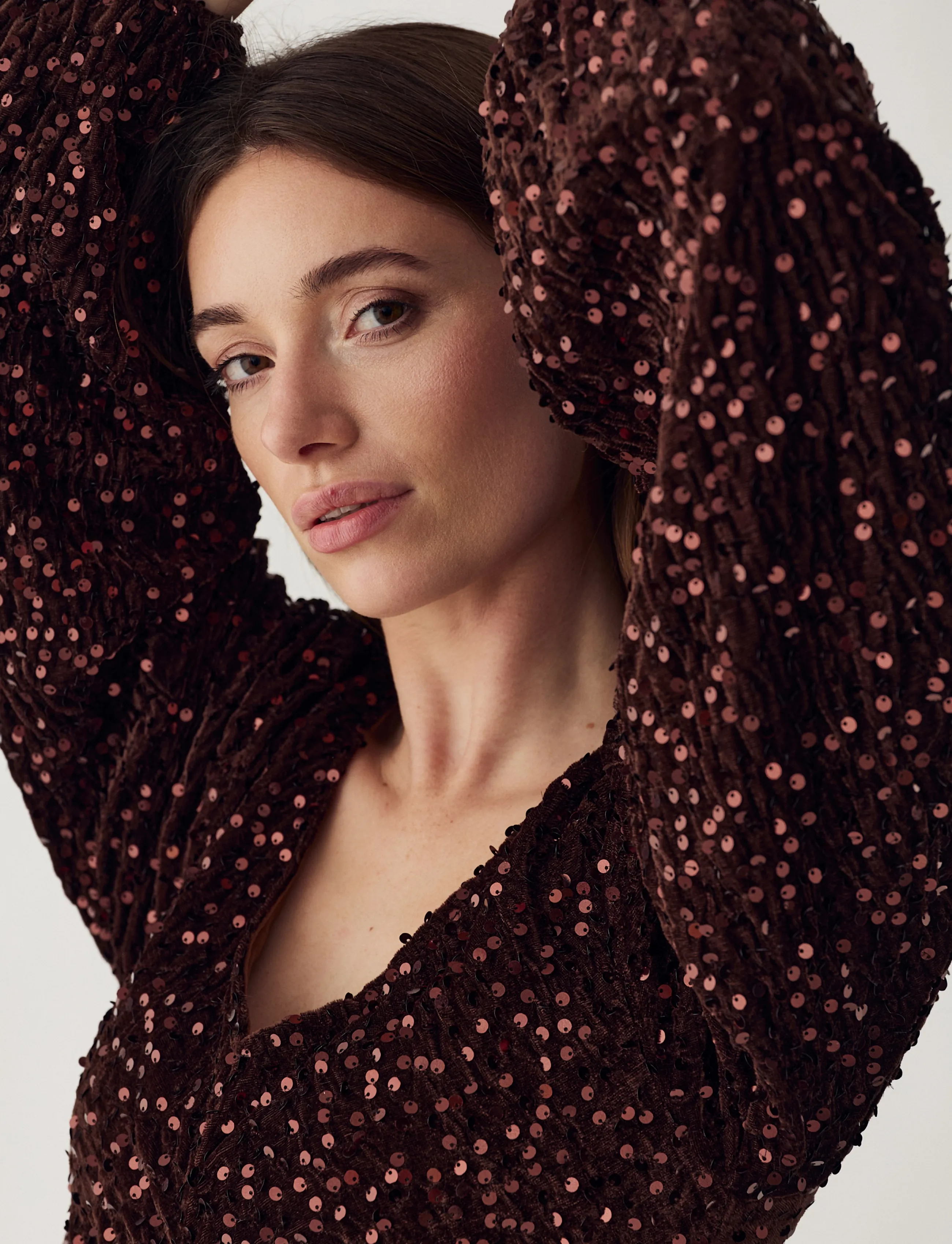 Noella - Teagan LG Dress - pailletkjoler - chocolate brown - 4