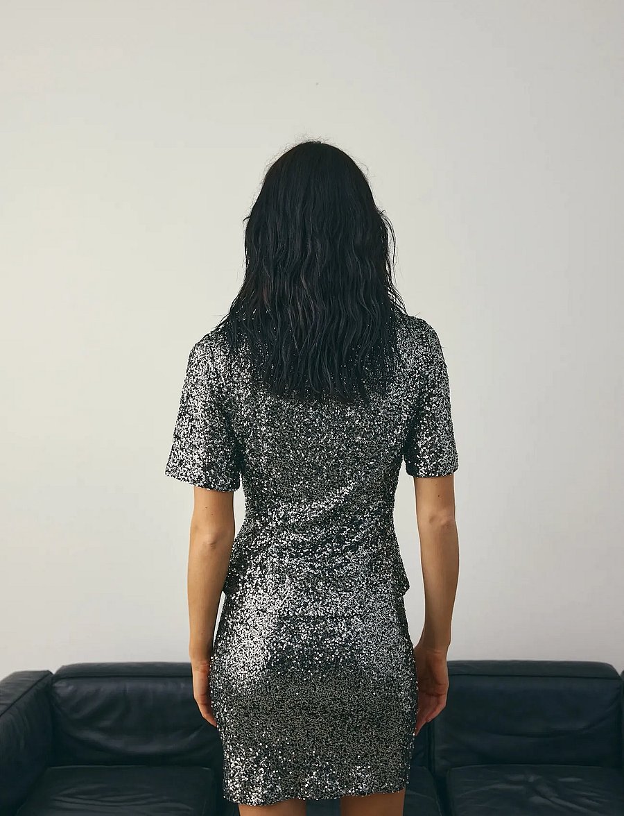Noella - Kayden Skirt - litritega seelikud - black silver - 3