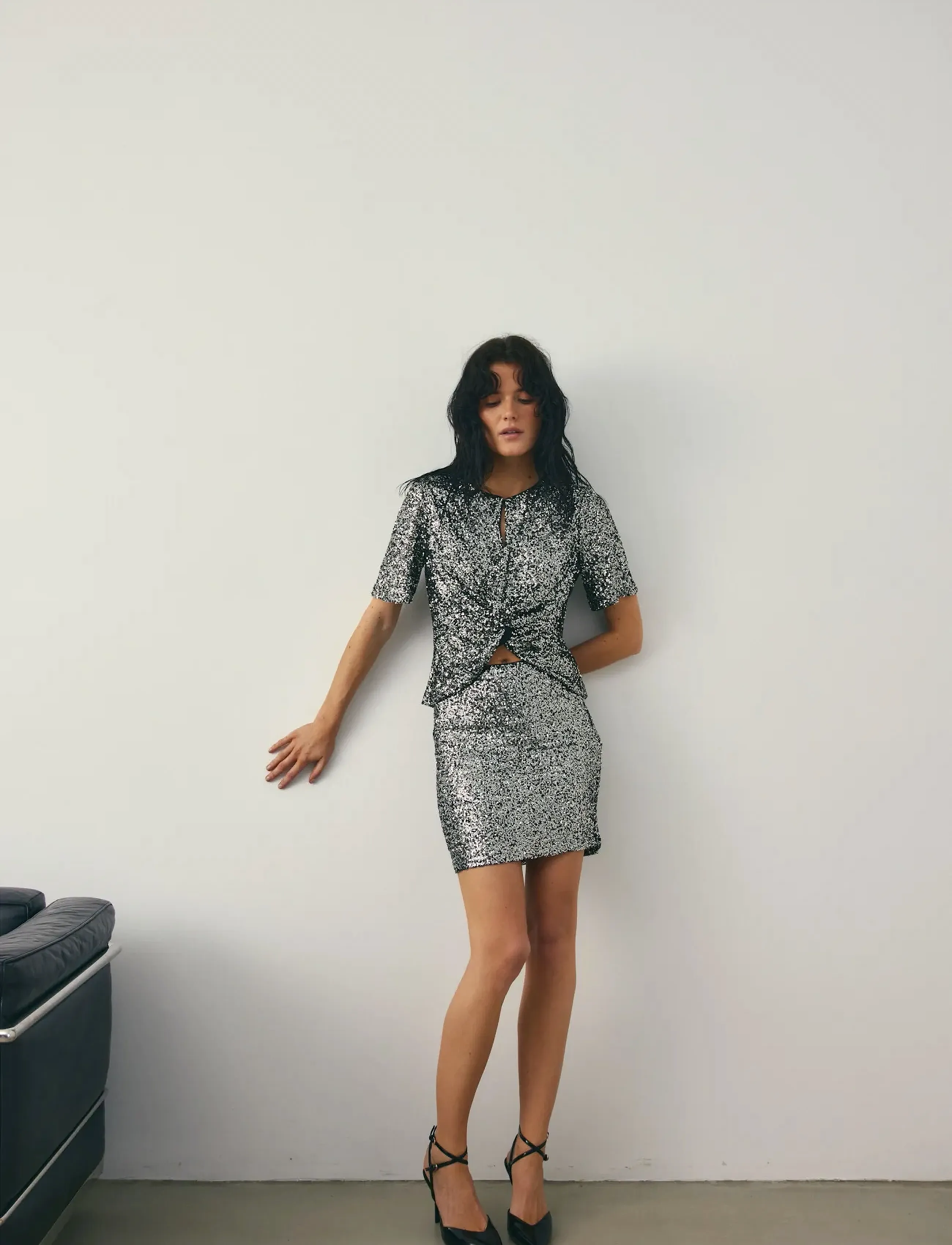 Noella - Kayden Skirt - korte nederdele - black silver - 4