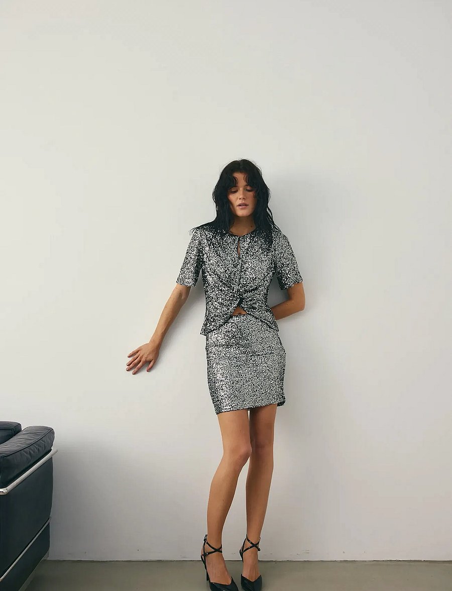 Noella - Kayden Skirt - litritega seelikud - black silver - 4