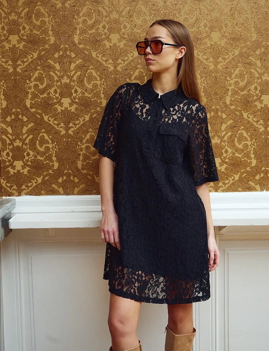 Noella - Jozie Dress - nėriniuotos suknelės - black - 0