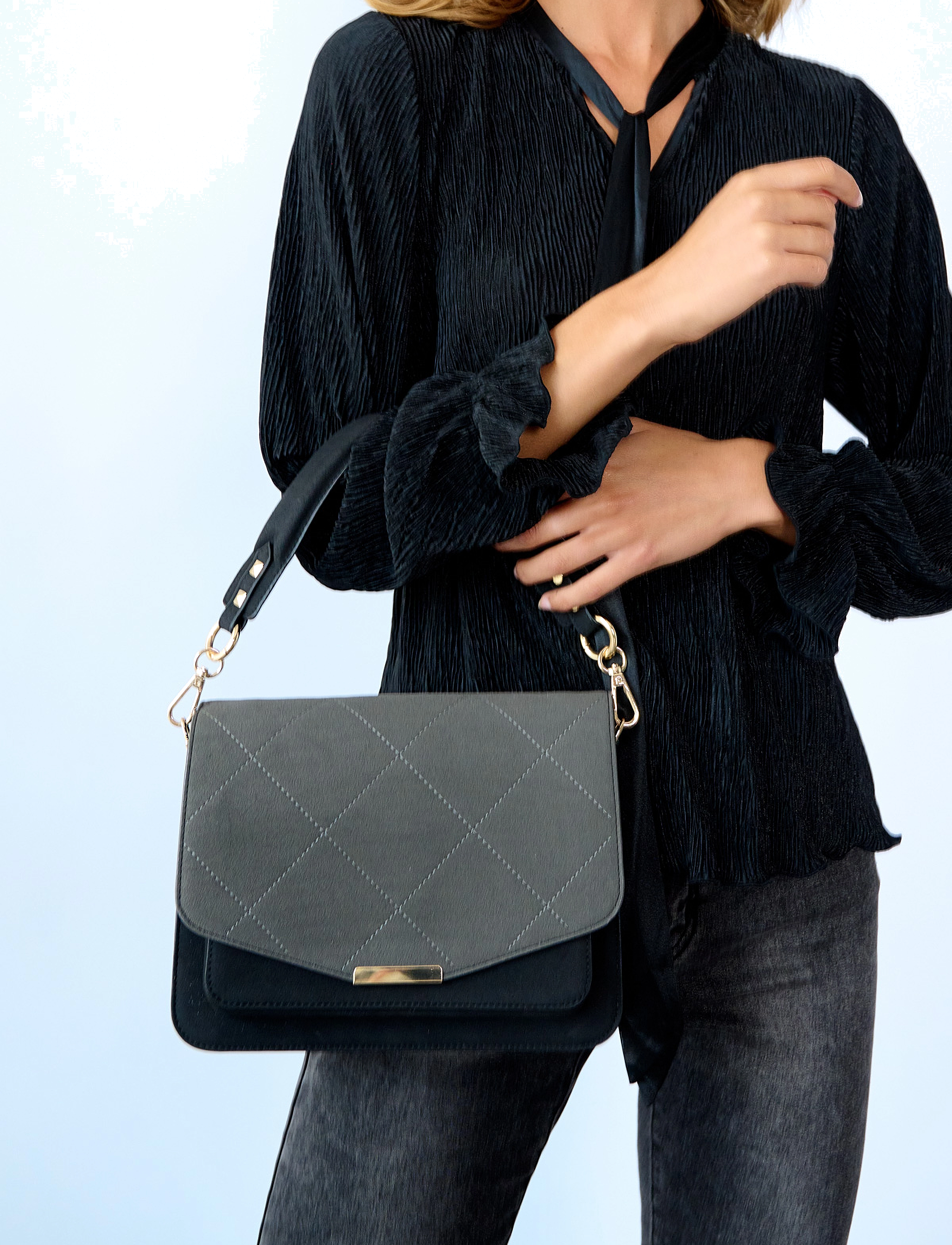 Noella Blanca Multi Compartment Bag - Skuldertasker - DARK GREY/BLACK / black