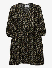 Noella - Farris Dress Seersucker - korte kjoler - black/yellow flower - 0