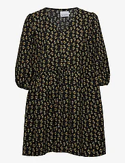 Noella - Farris Dress Seersucker - Īsas kleitas - black/yellow flower - 0