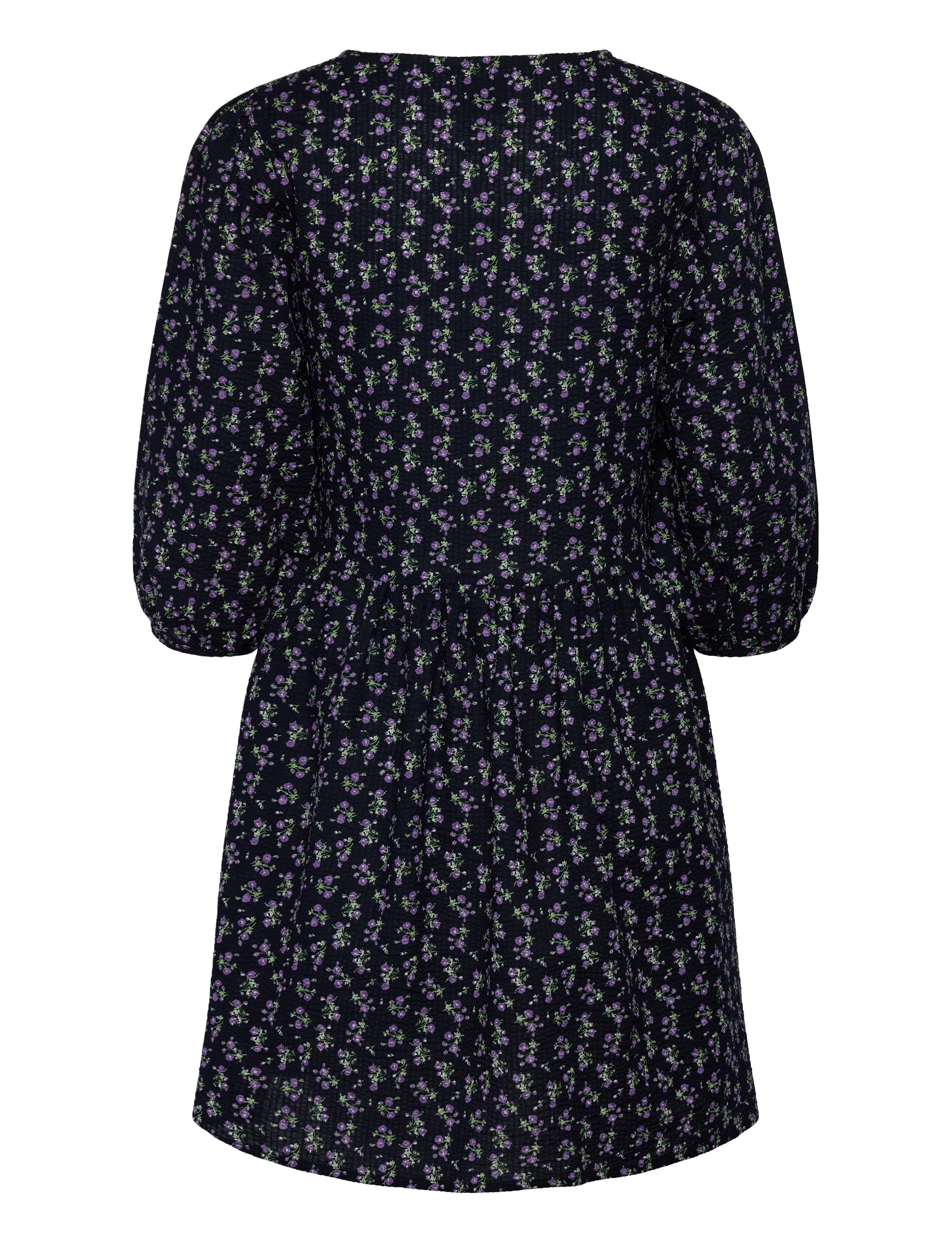 Noella - Farris Dress Seersucker - stuttir kjólar - navy/lilac flower - 1