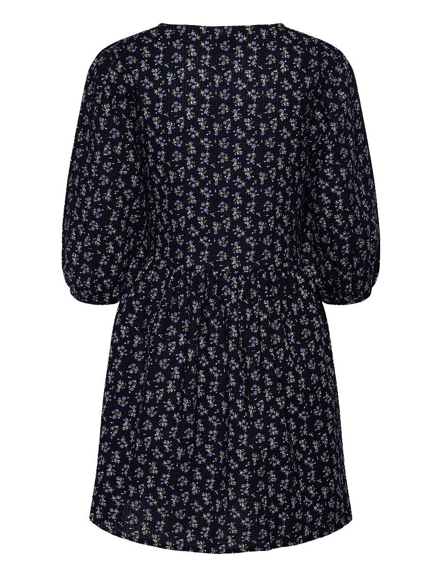 Noella - Farris Dress Seersucker - kurze kleider - navy/lilac flower - 1