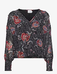 Noella - Rap Blouse - langermede bluser - black flower - 0