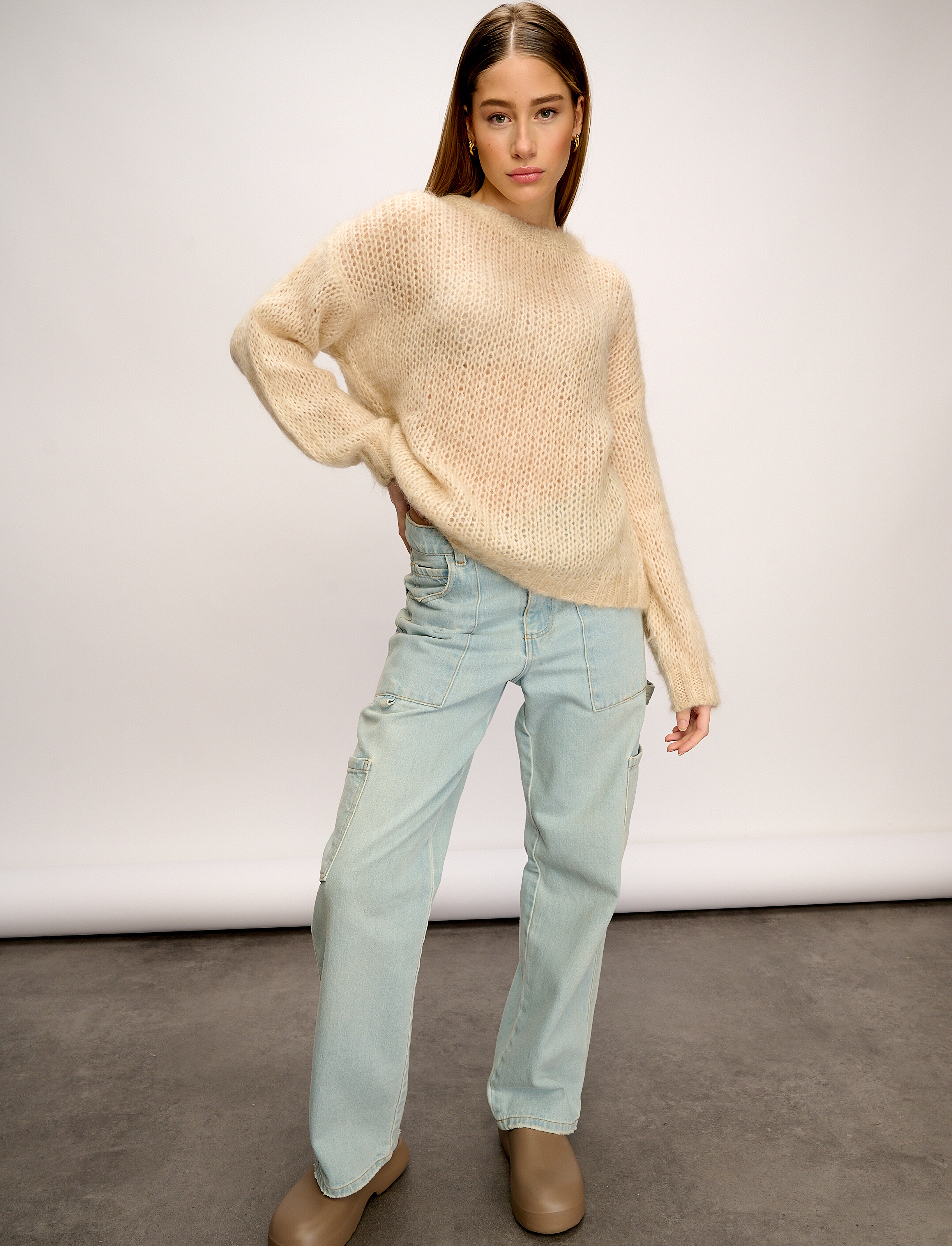 Noella Delta Knit Sweater, Kvinder, Strikket Sweater, Beige, Str: S