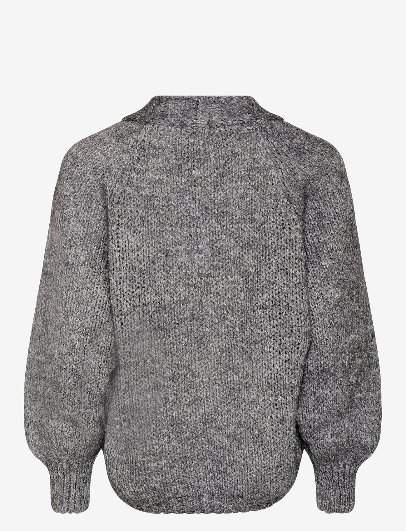 Noella - Fora Knit Cardigan - koftor - dark grey melange - 2