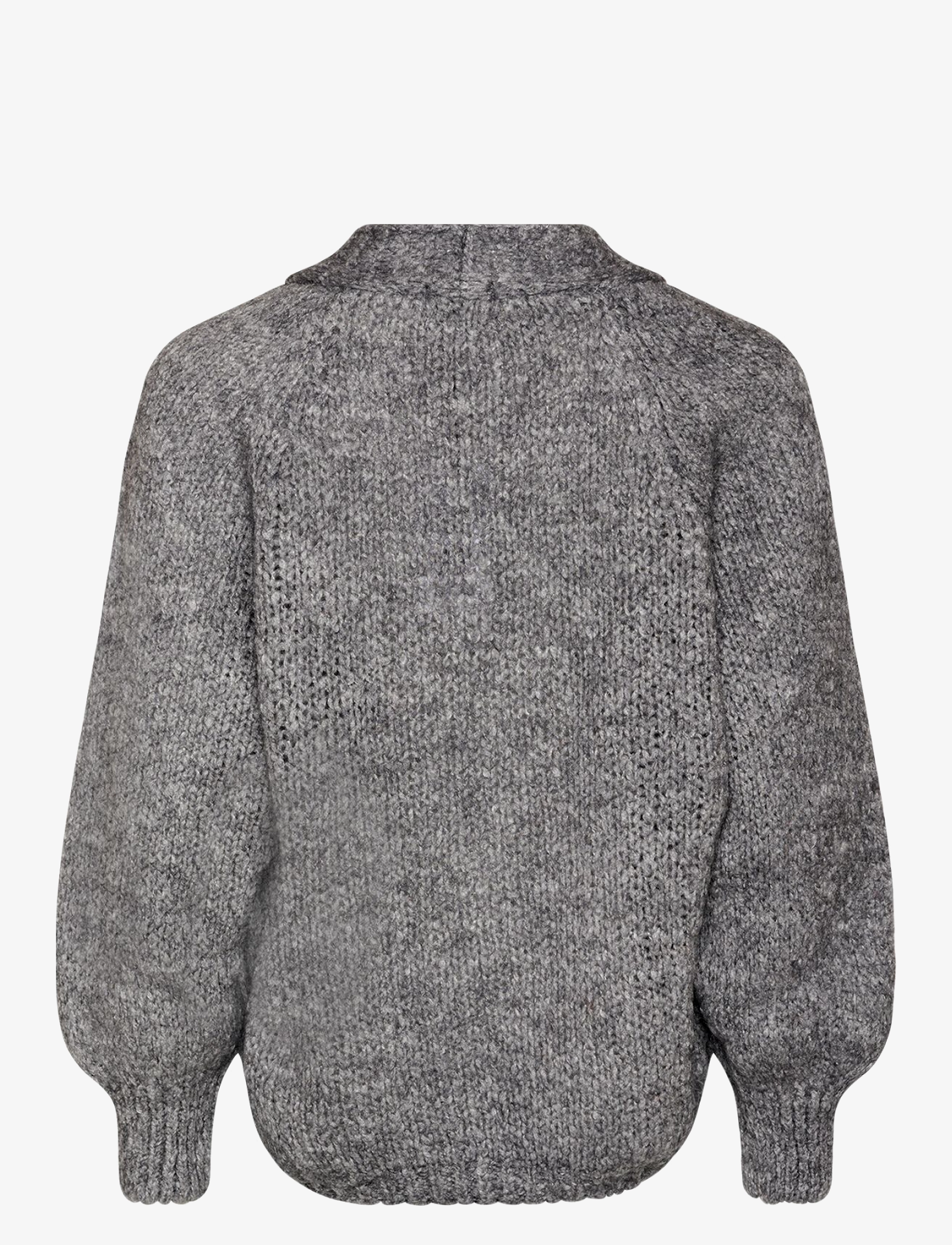 Noella - Fora Knit Cardigan - cardigans - dark grey melange - 2