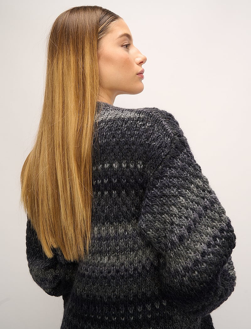 Noella - Gio Knit Cardigan - koftor - black mix - 4