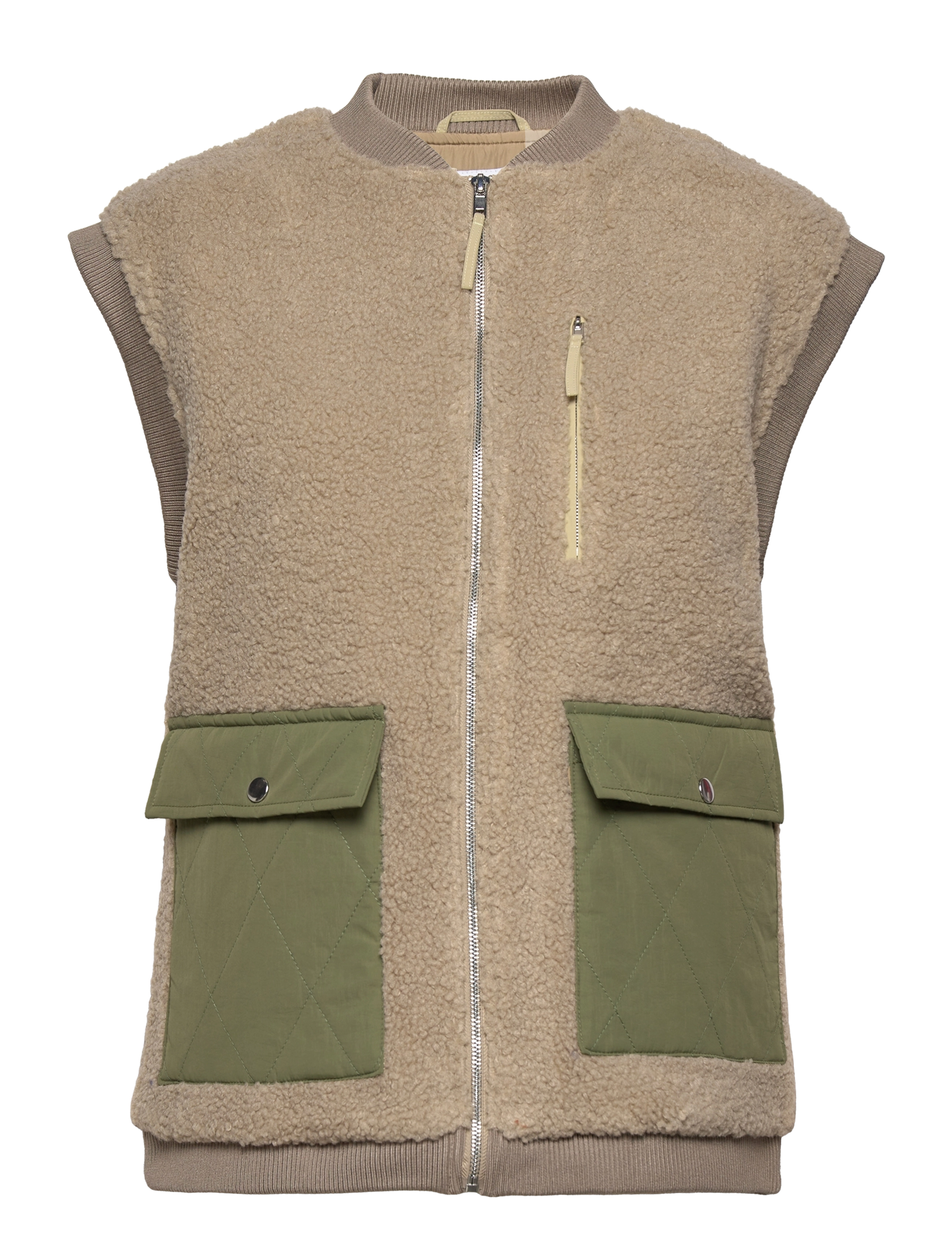 Noella - Effi Pile Vest Polyester - sügisjakid - beige/army mix - 0