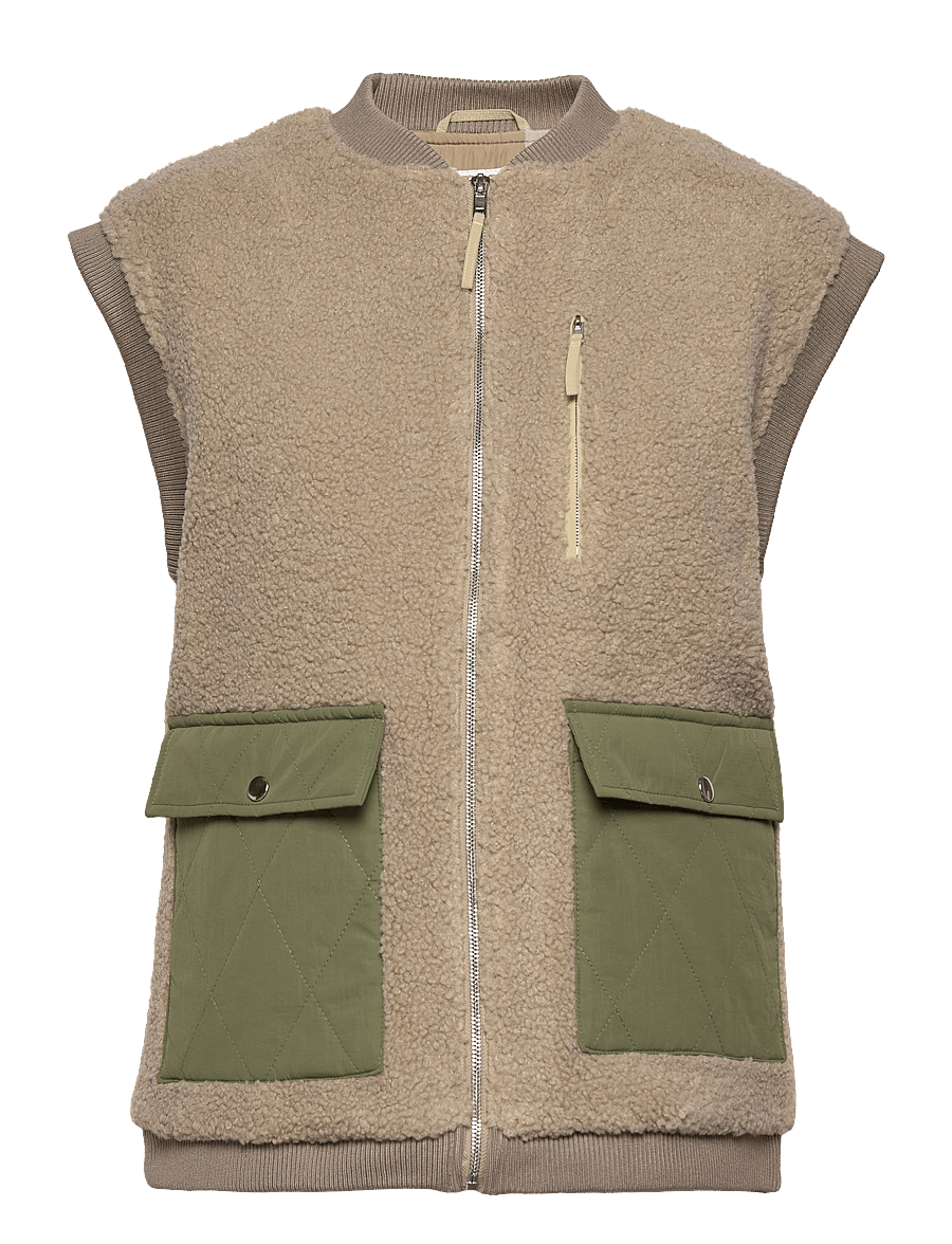 Noella - Effi Pile Vest Polyester - pavasara jakas - beige/army mix - 0