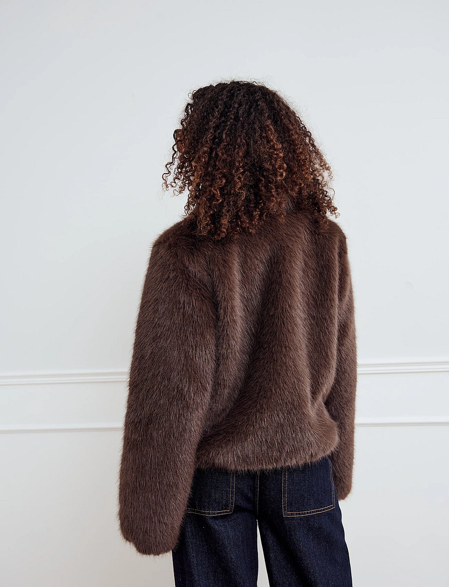Noella - Kallysta Jacket - faux fur jakker - chocolate brown - 5