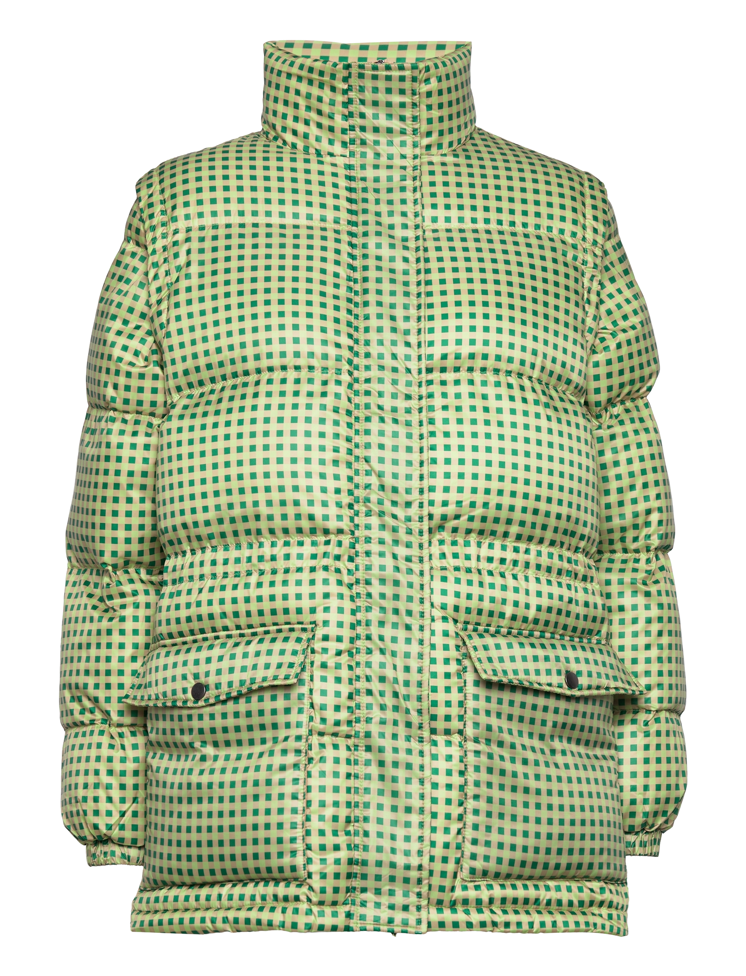 Emilia Puffer Jacket - GREEN/LIME CHECKS
