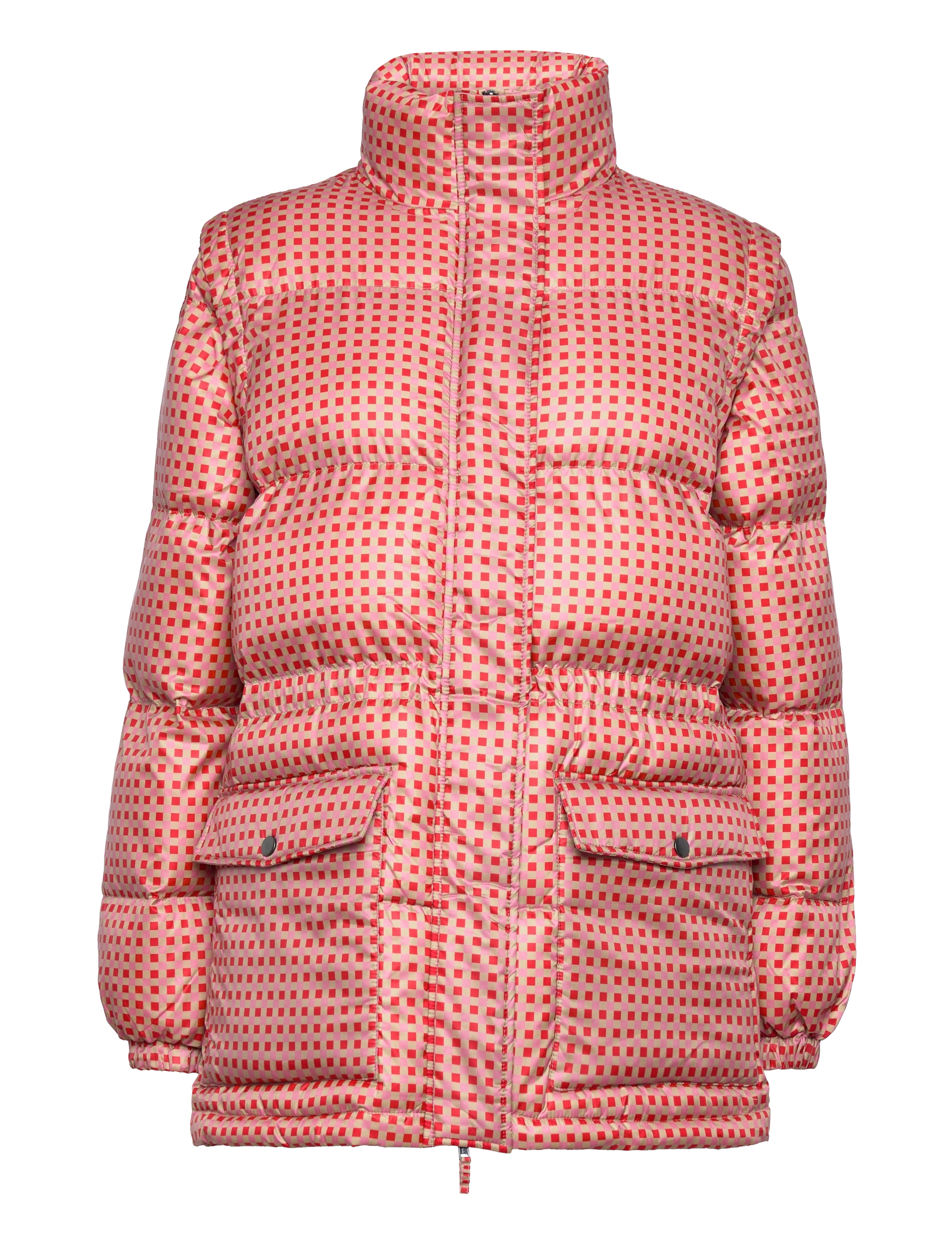 Emilia Puffer Jacket - PINK/RED CHECKS