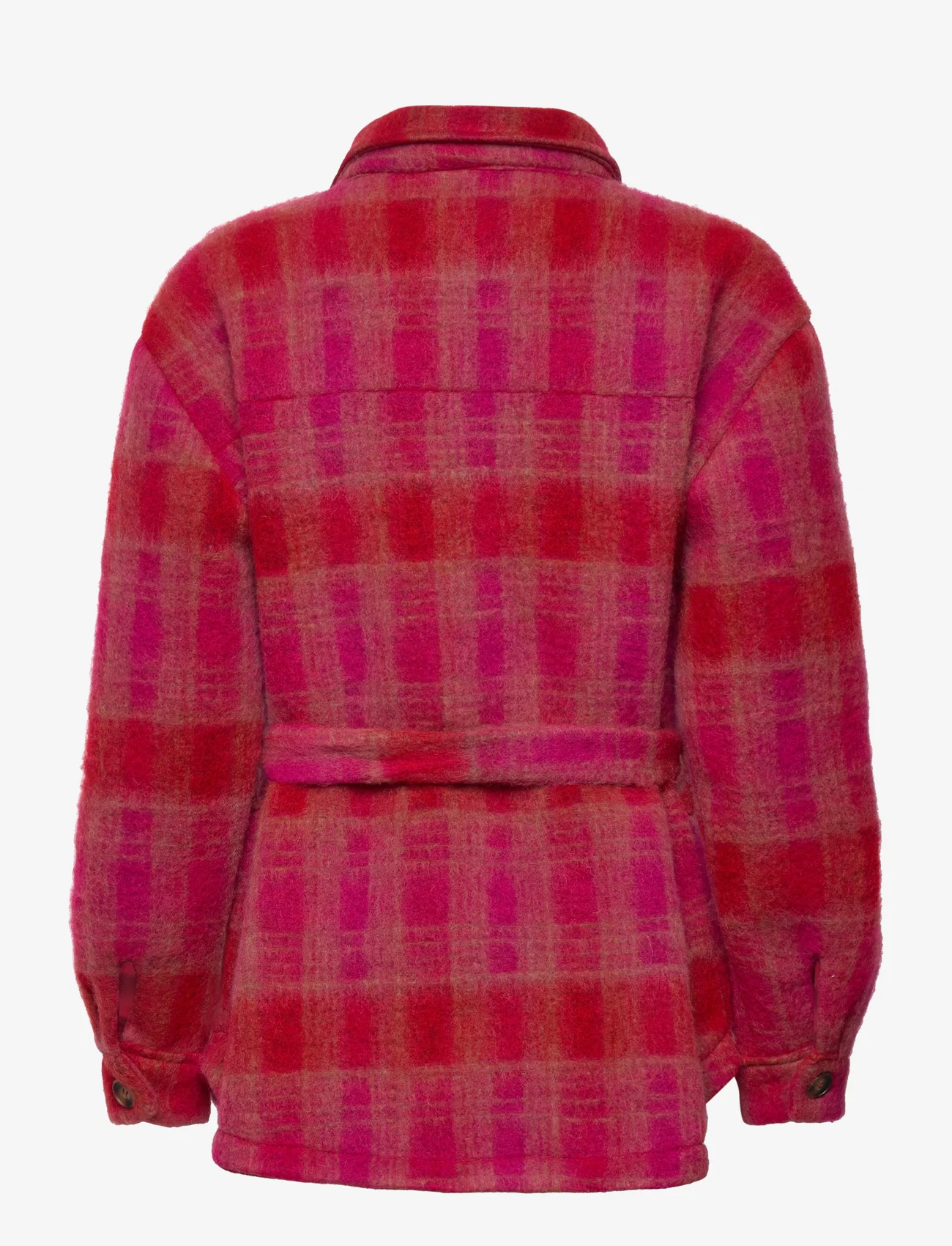 Noella - Koi Shirt Jacket - vilnoniai švarkeliai - pink/red checks - 1