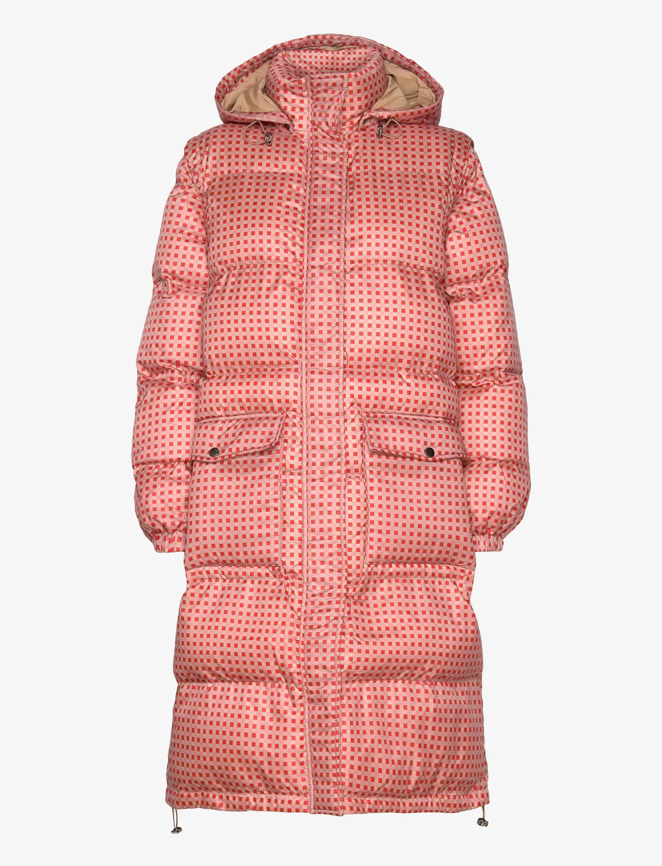 Noella - Eliza Puffer Coat - Žieminiai paltai - pink/red checks - 0