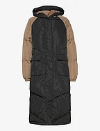 Kaila Oversize Puffer Coat - BLACK/CAMEL MIX