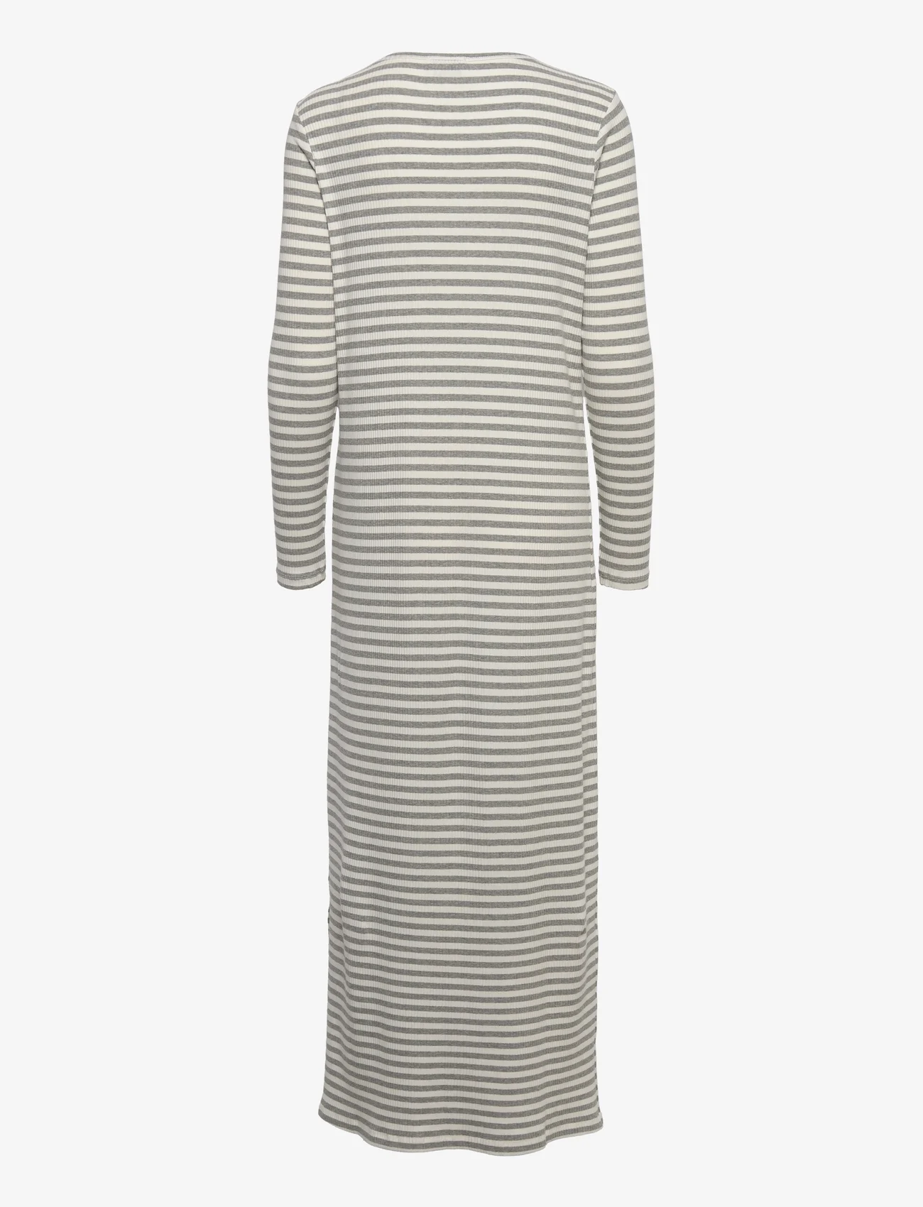 Noella - Luelle Dress Long Sleeve - t-shirt-kleider - grey mel./cream - 1