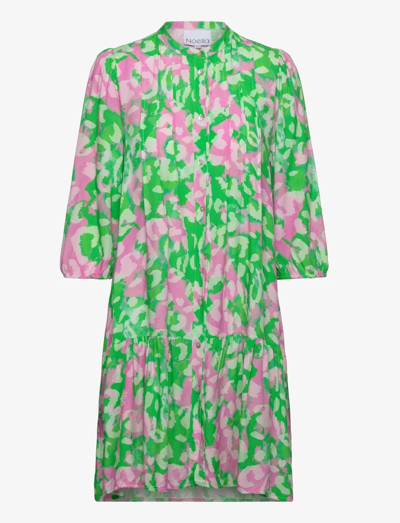Noella - Imogene sh. Dress - summer dresses - green/pink - 1