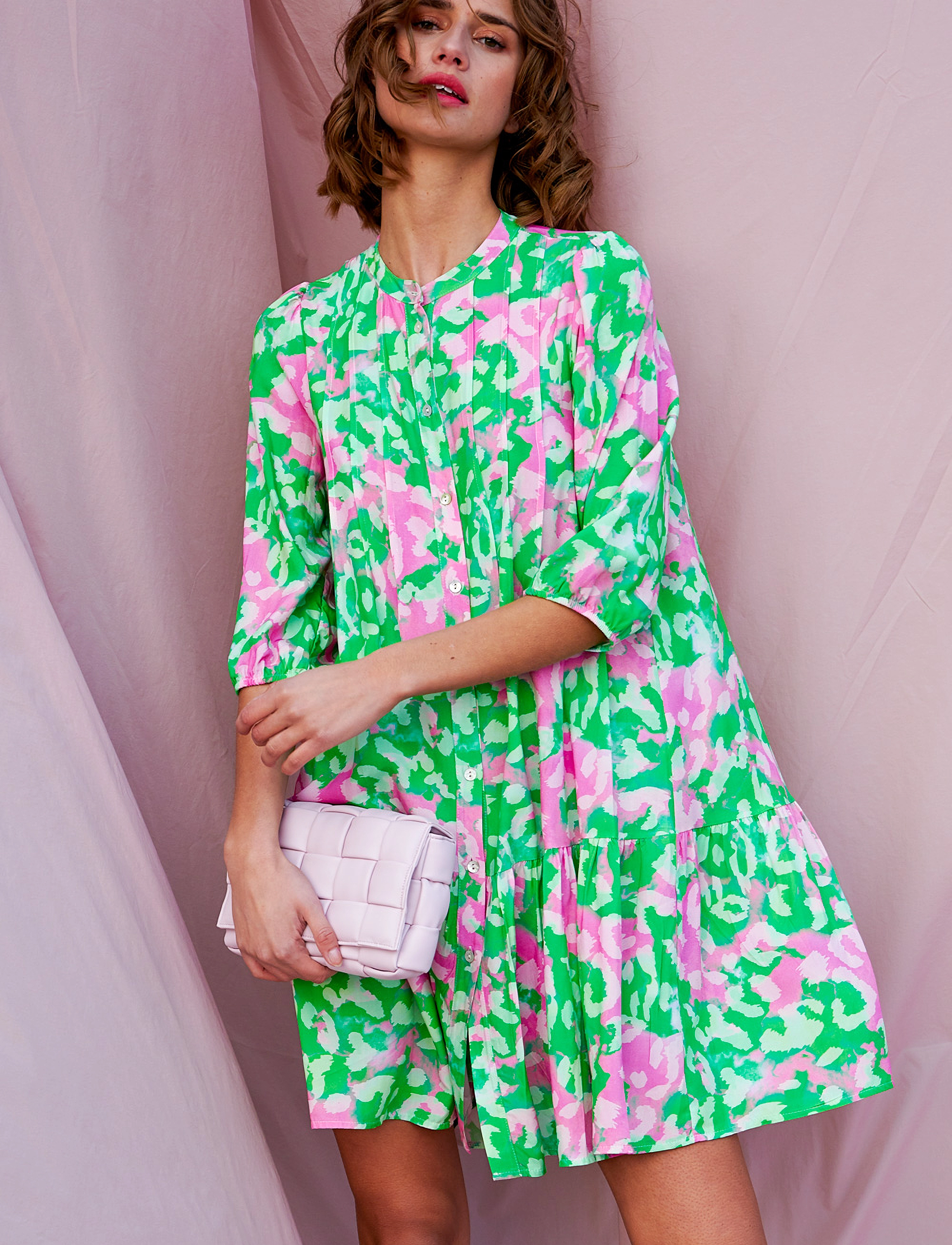 Noella Imogene sh. Dress - Hemdkleider - GREEN/PINK / green