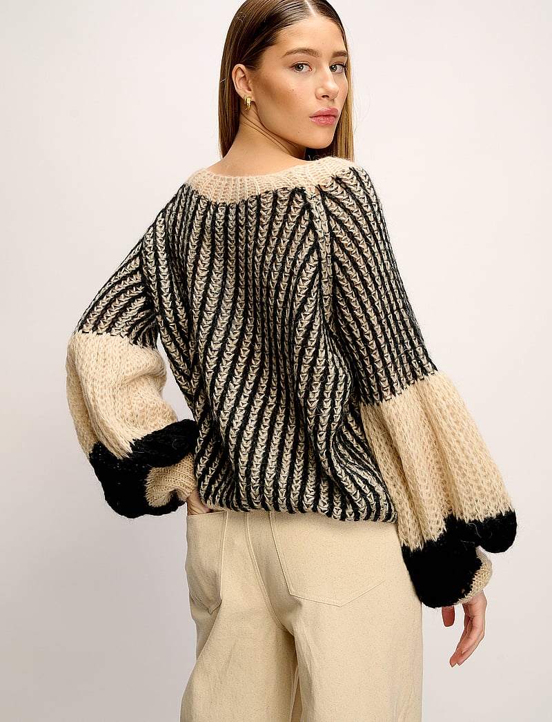 Noella - Liana Knit Sweater - striktrøjer - cream/black - 4