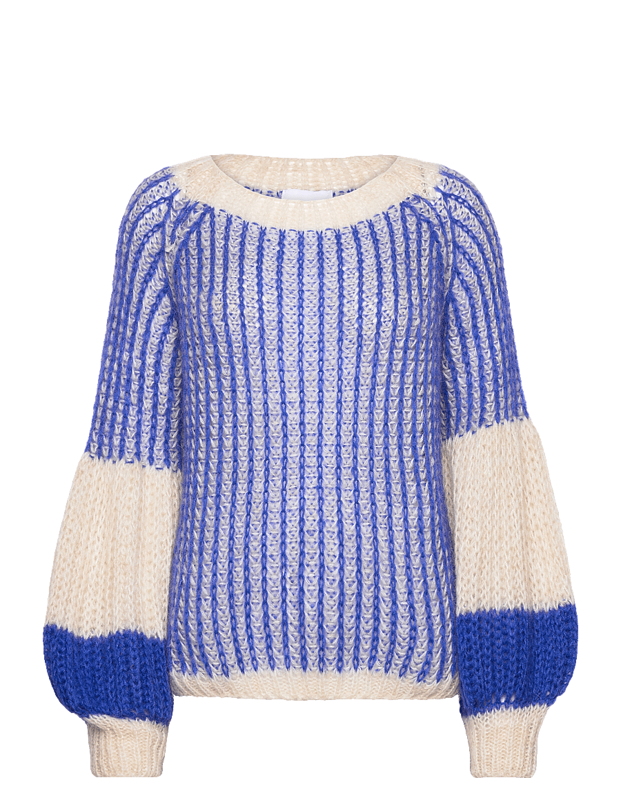 Noella - Liana Knit Sweater - strikkegensere - cream/cobalt blue - 0