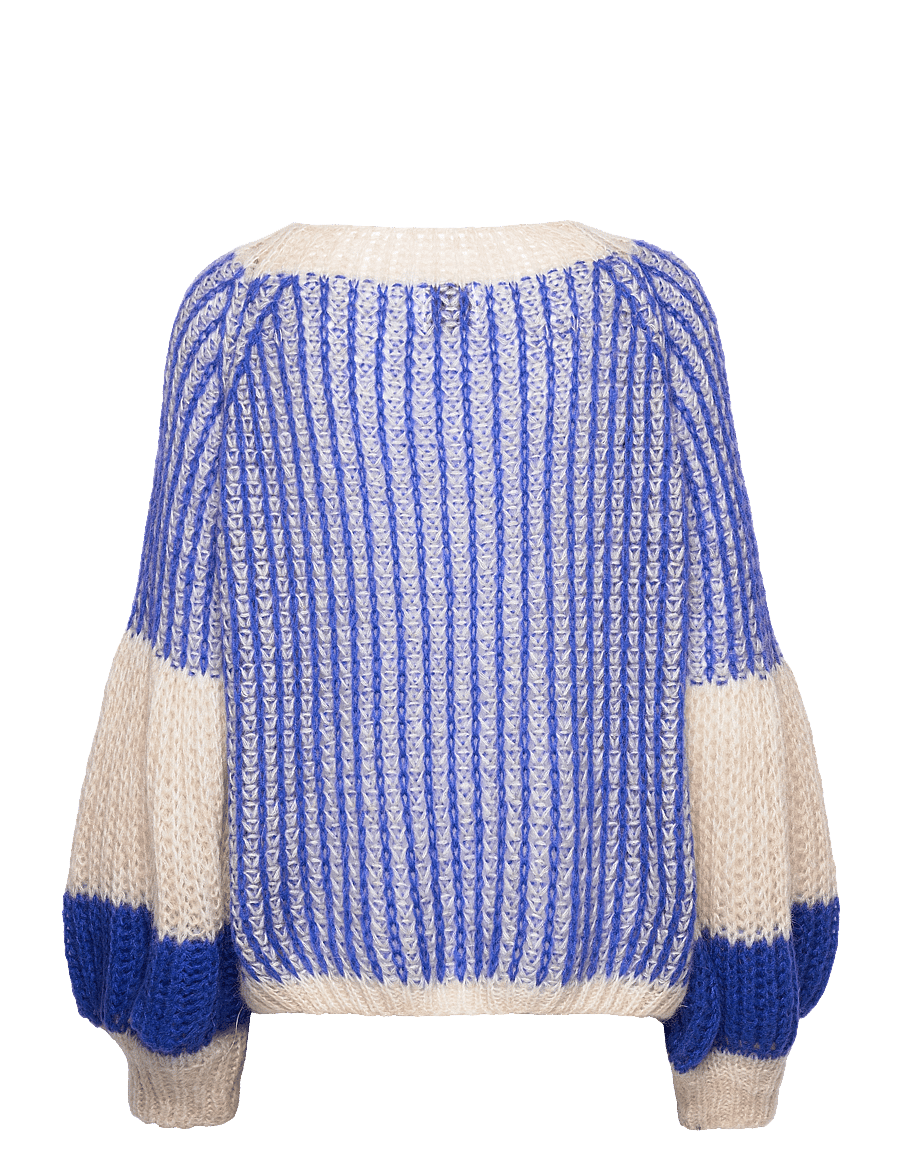 Noella - Liana Knit Sweater - strikkegensere - cream/cobalt blue - 1