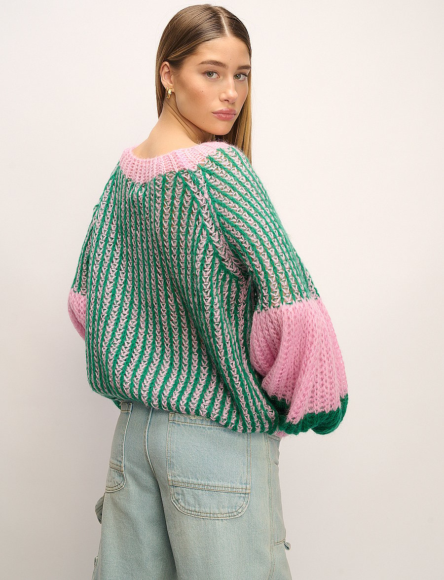 Noella - Liana Knit Sweater - striktrøjer - green bubblegum - 3