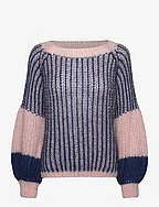 Liana Knit Sweater - ROSE/NAVY