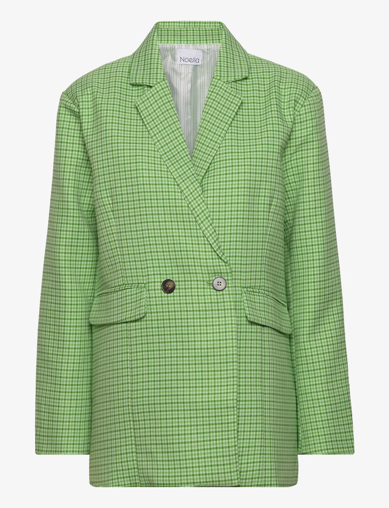 Noella - Mille Oversize Blazer - dobbelspente blazere - lime green check - 1