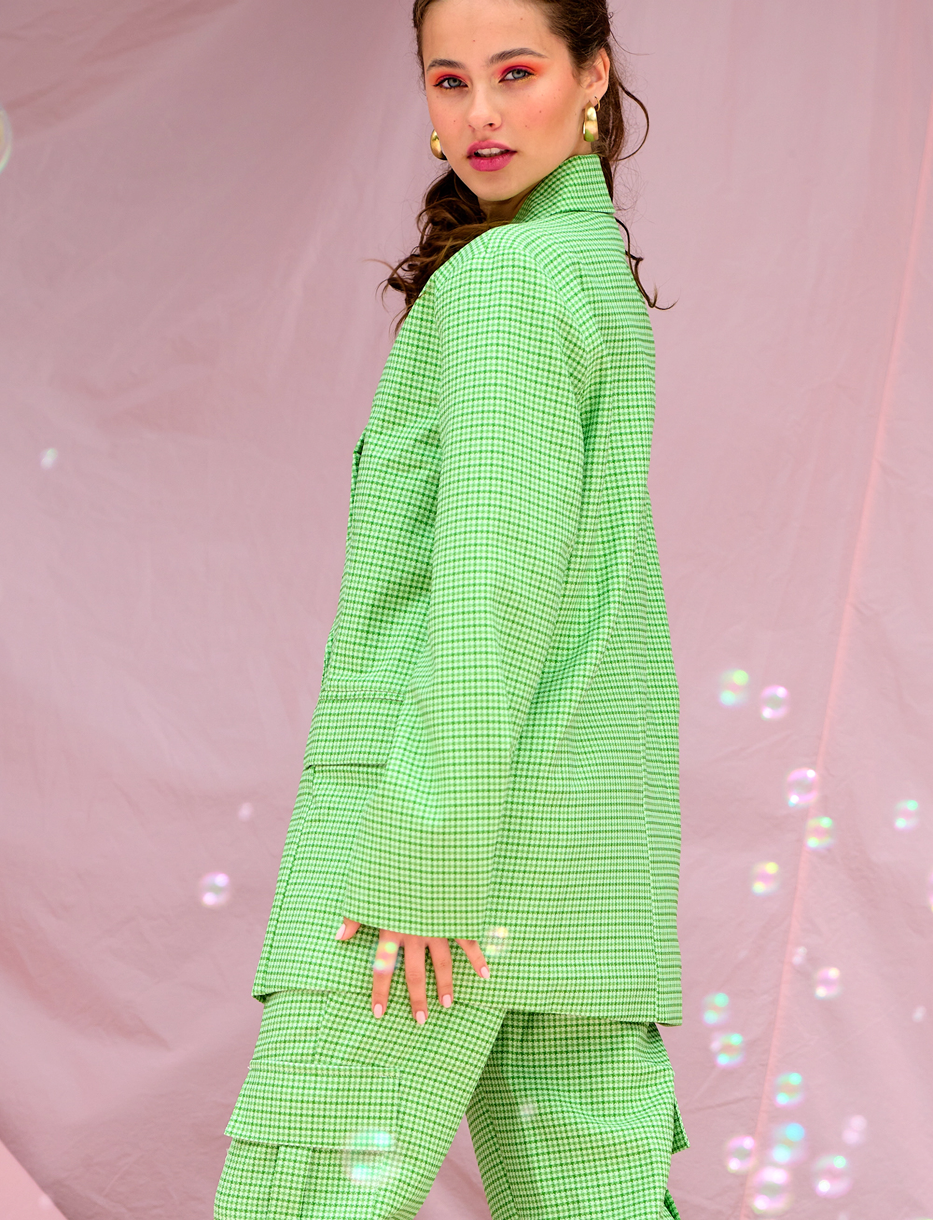 Noella - Mille Oversize Blazer - festmode zu outlet-preisen - lime green check - 5