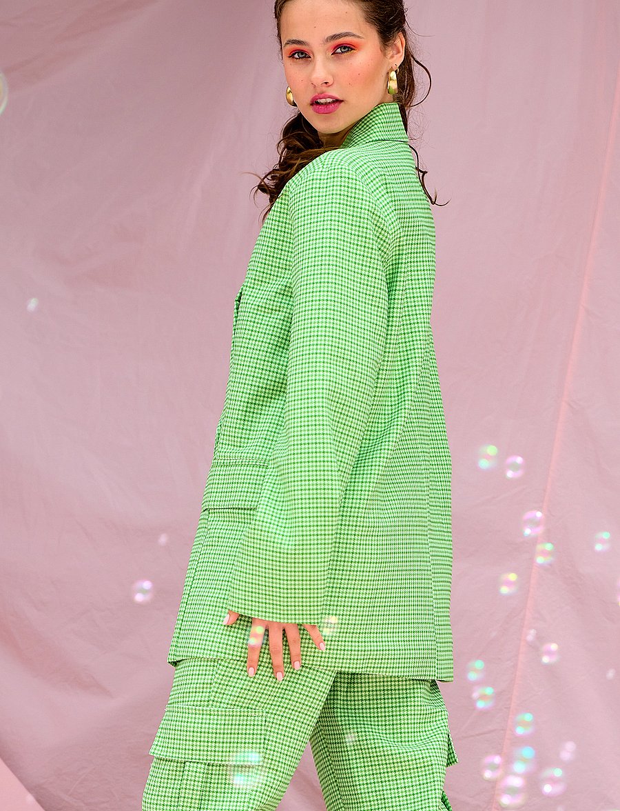 Noella - Mille Oversize Blazer - vakarėlių drabužiai išparduotuvių kainomis - lime green check - 5