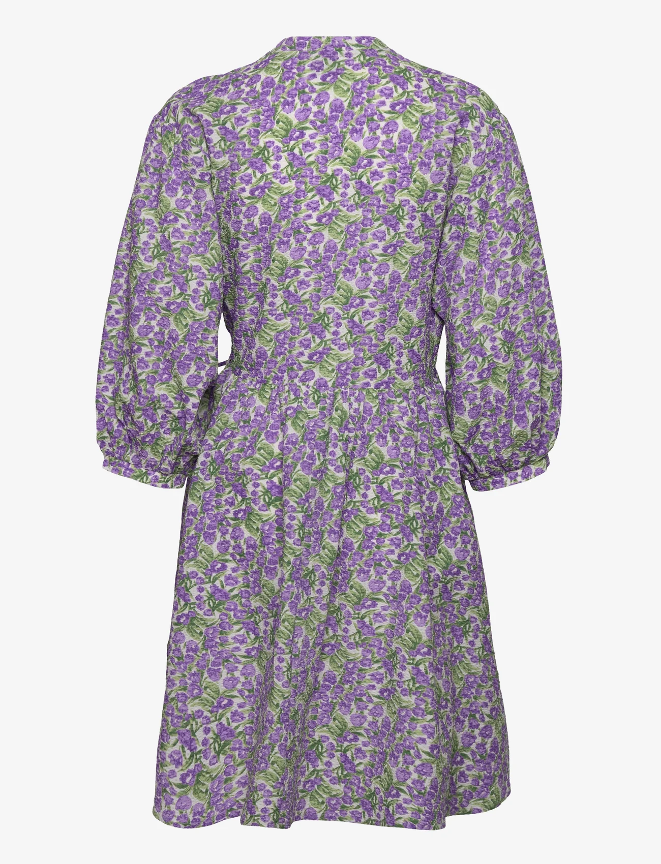 Noella - Mara Wrap Dress - sommerkjoler - lavender/green flower - 1