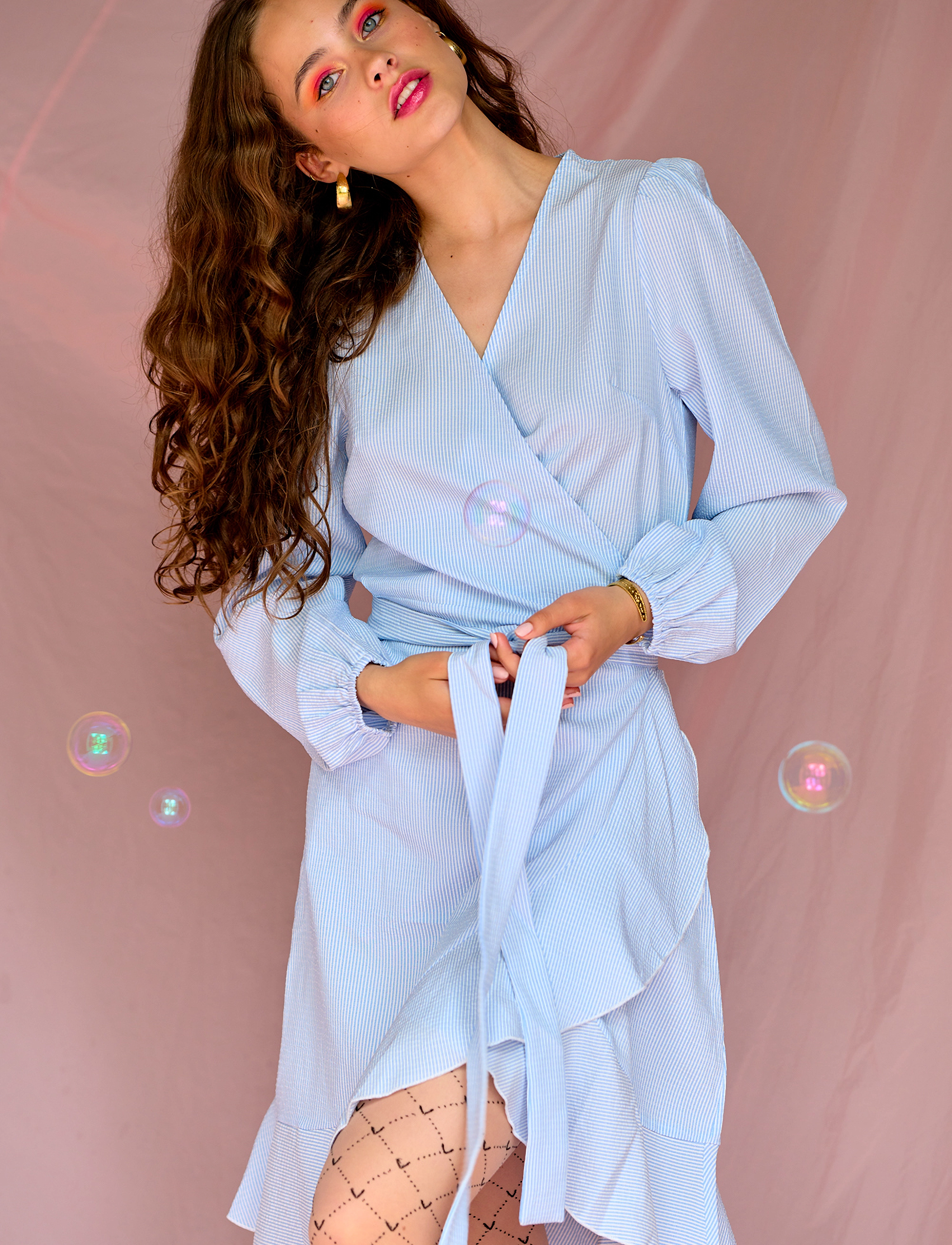 Noella - Magne Dress - light blue stripe - 2