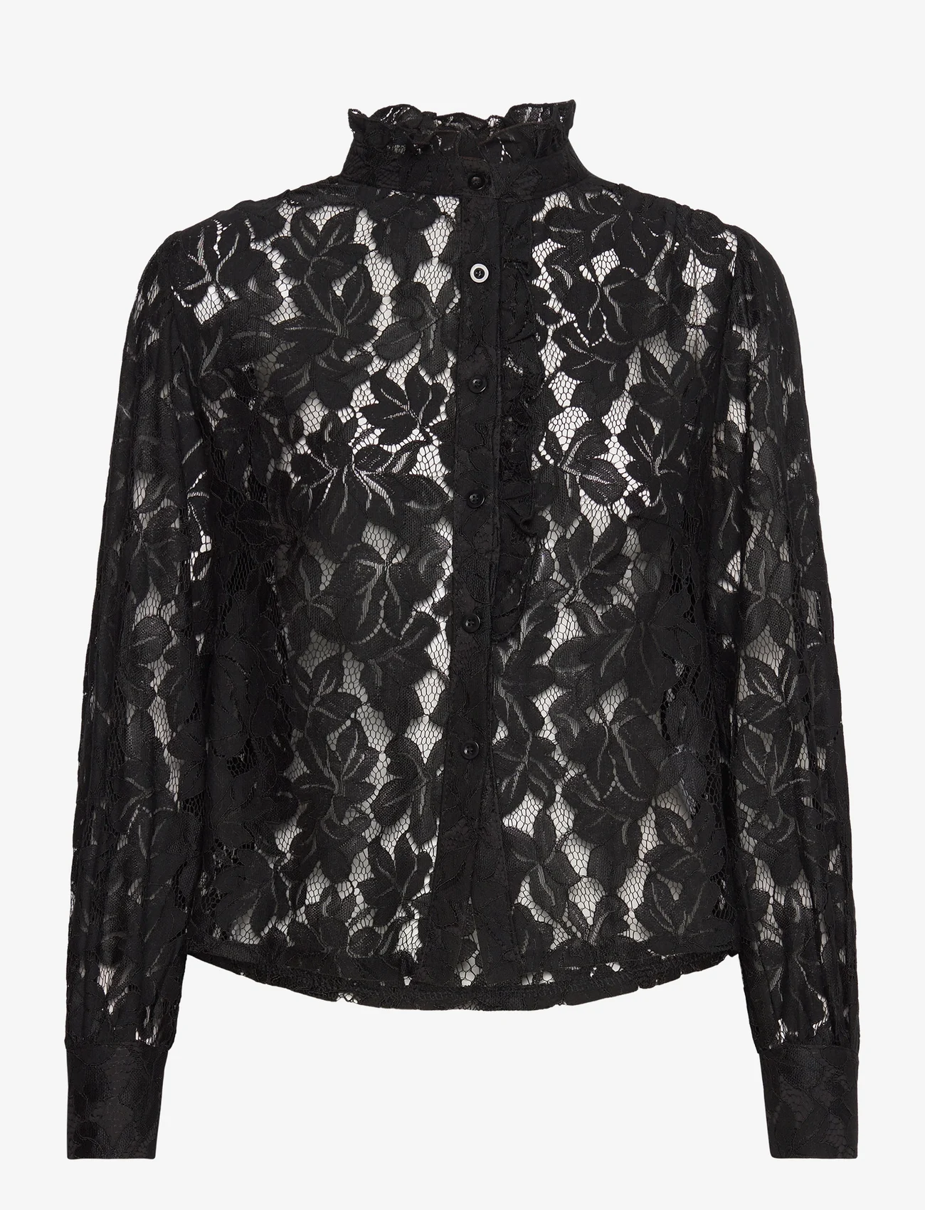 Noella - Pixi Shirt Lace - langärmlige blusen - black - 0